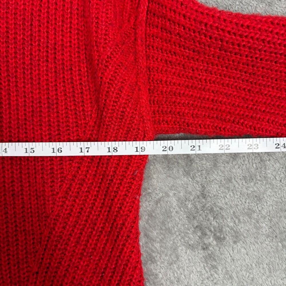 American Eagle Knit Crewneck Sweater Women's XXS Red Oversized Cozycore Academia - Picture 6 of 8